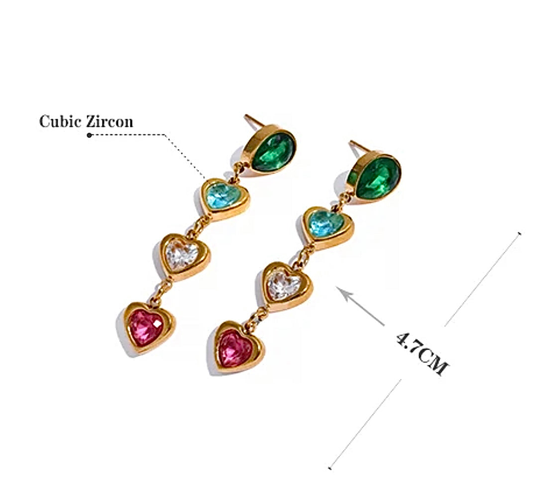 Romantic Sweet Heart Zirconia 18K Gold Plated Earrings