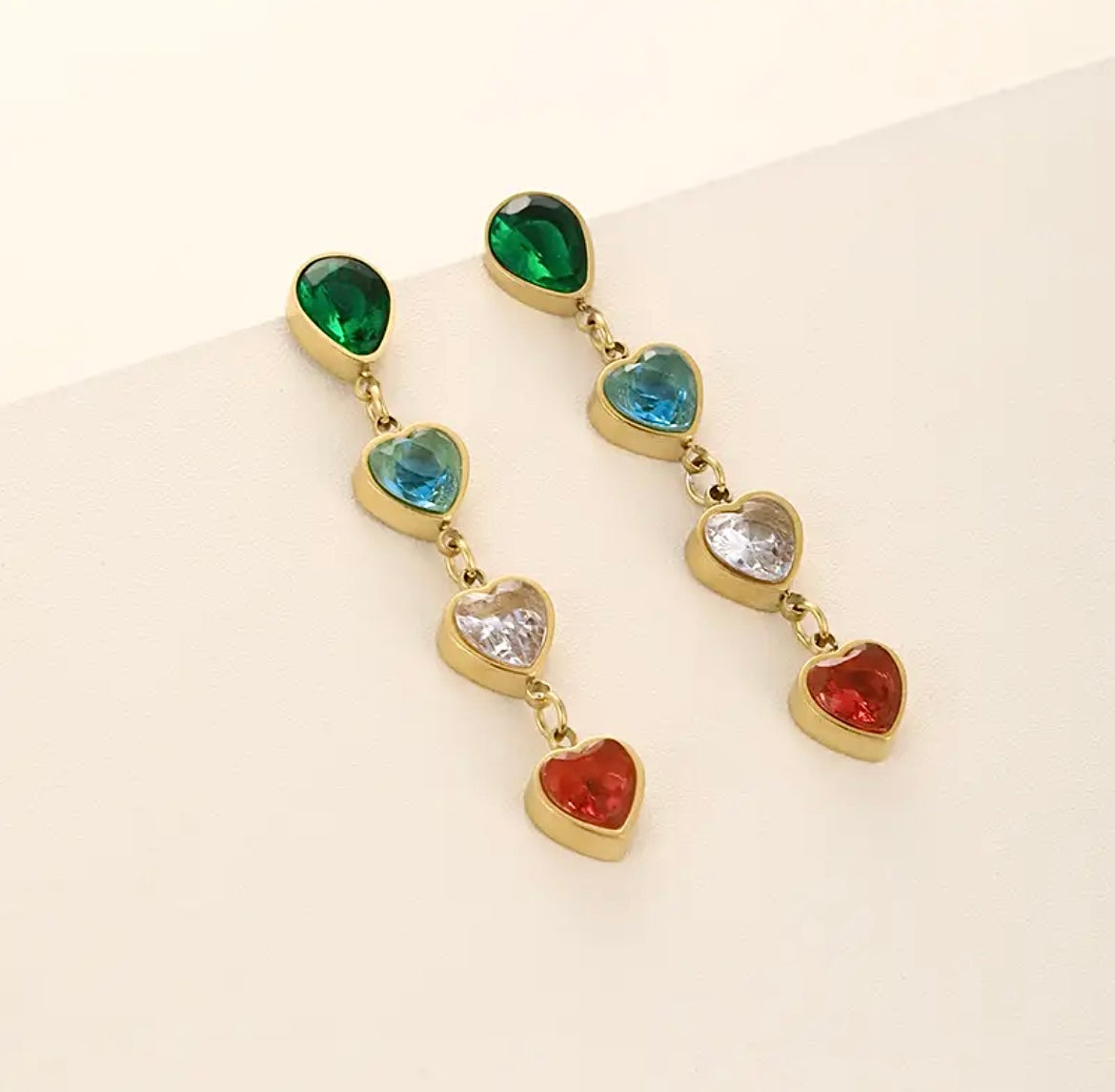 Romantic Sweet Heart Zirconia 18K Gold Plated Earrings