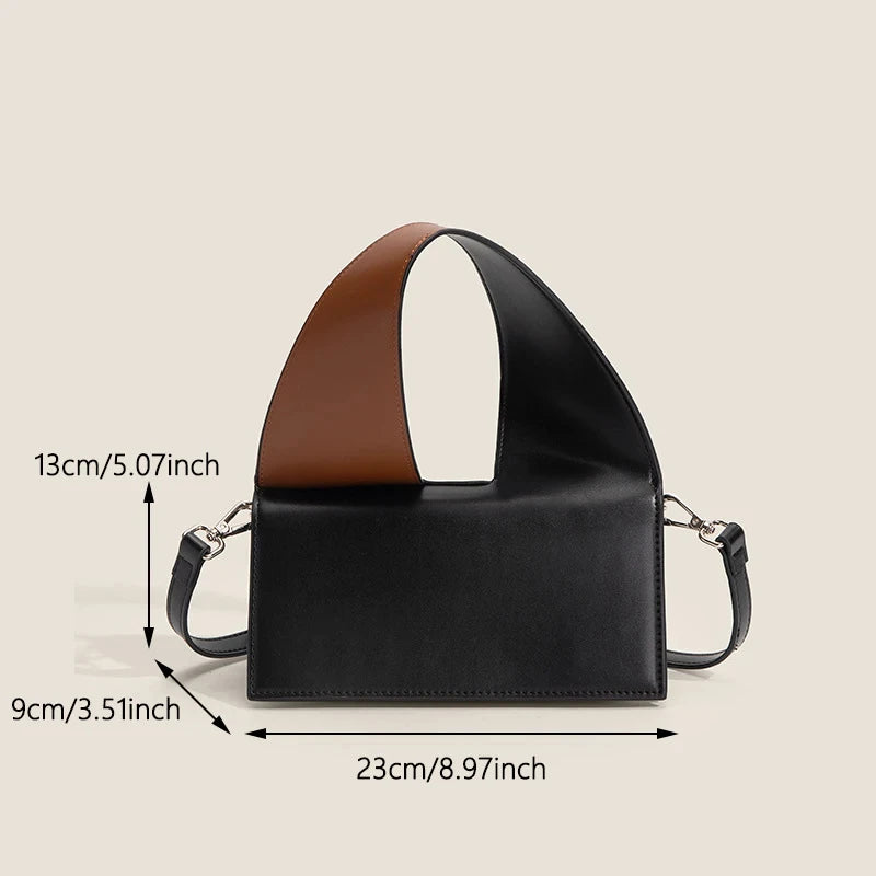 Elegant And Sophisticated Two Tone Color Handbag with Shoulder Strap