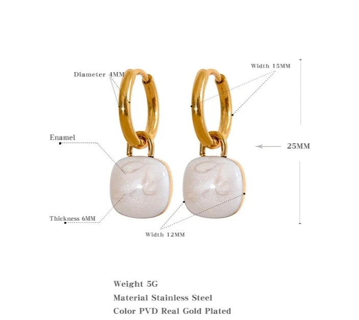 Macaron Color Enamel 18K Gold Plated  Chic Hoop Earrings